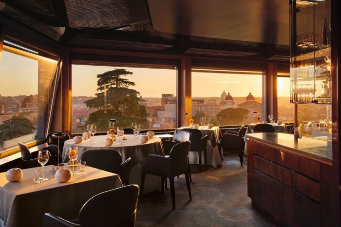 La Terrazza rooftop restaurant at sunset