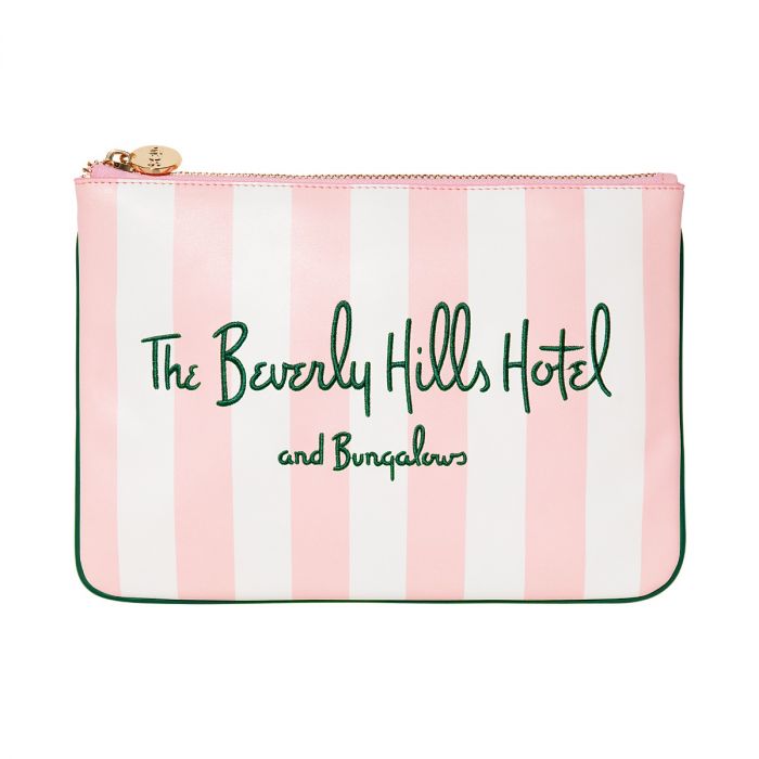 Stoney Clover Lane x The Beverly Hills Hotel logo-embroidered flat pouch