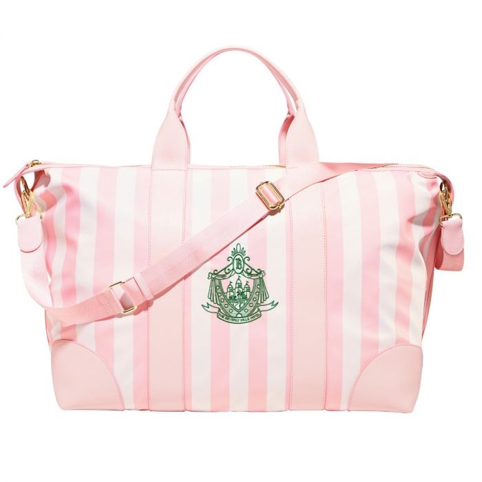 Stoney Clover Lane x The Beverly Hills Hotel banana leaf print weekender bag with crest patch